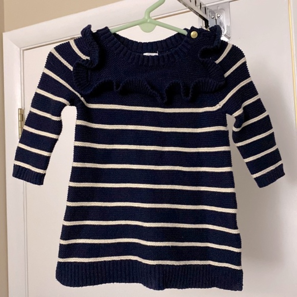 Baby Gap Cotton Sweater Navy White Dress Size 3-6M - Picture 2 of 8
